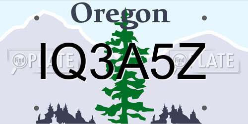 IQ3A5Z Oregon License Plate