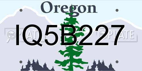 IQ5B227 Oregon License Plate