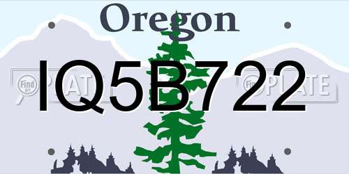 IQ5B722 Oregon License Plate