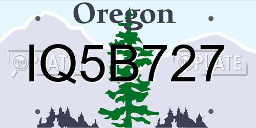 IQ5B727 Oregon License Plate