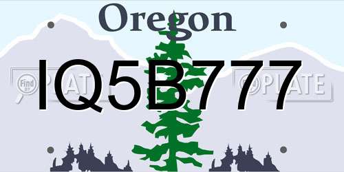 IQ5B777 Oregon License Plate