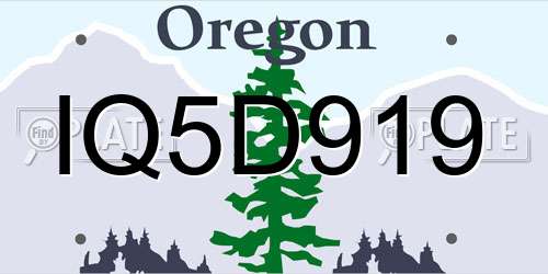 IQ5D919 Oregon License Plate