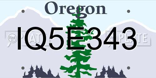 IQ5E343 Oregon License Plate
