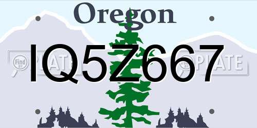 IQ5Z667 Oregon License Plate