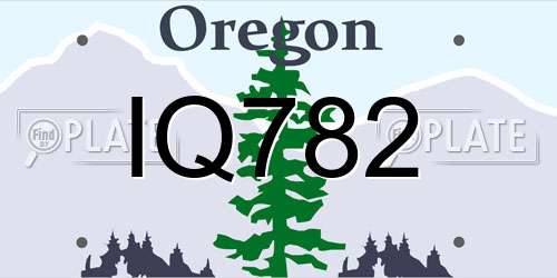 IQ782 Oregon License Plate
