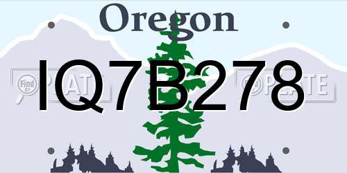 IQ7B278 Oregon License Plate