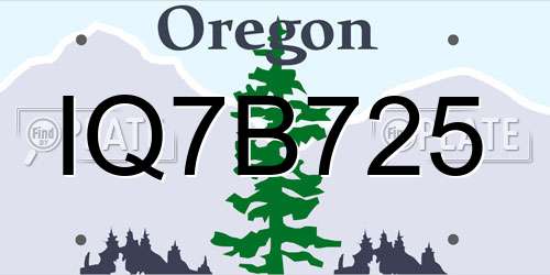 IQ7B725 Oregon License Plate