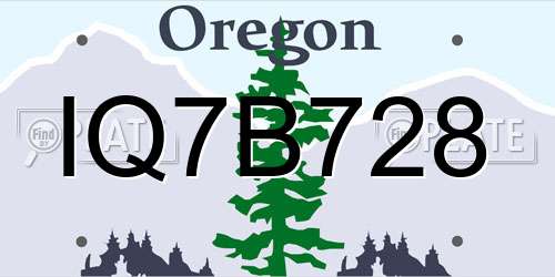 IQ7B728 Oregon License Plate