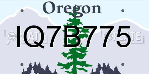 IQ7B775 Oregon License Plate