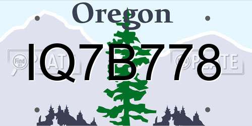 IQ7B778 Oregon License Plate