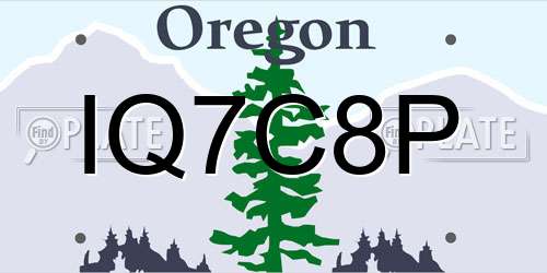 IQ7C8P Oregon License Plate