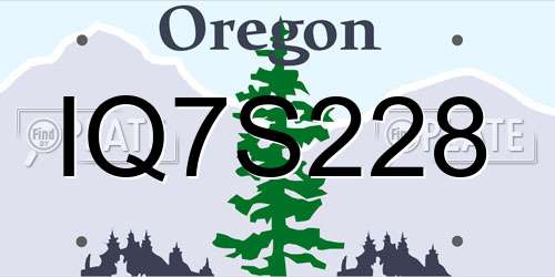 IQ7S228 Oregon License Plate