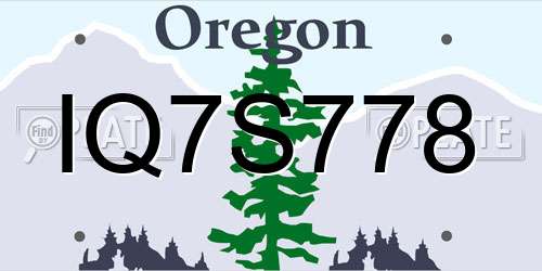 IQ7S778 Oregon License Plate