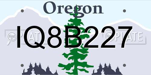 IQ8B227 Oregon License Plate