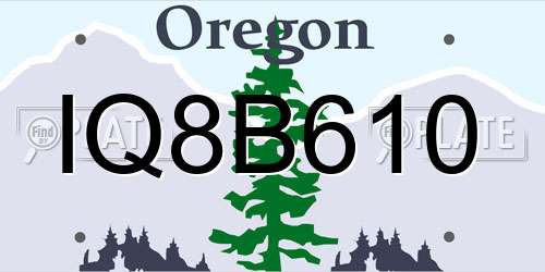 IQ8B610 Oregon License Plate