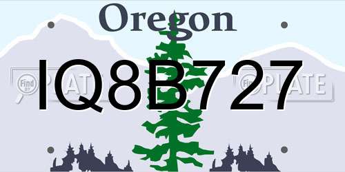 IQ8B727 Oregon License Plate