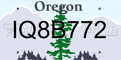 IQ8B772 Oregon License Plate