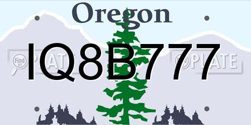 IQ8B777 Oregon License Plate