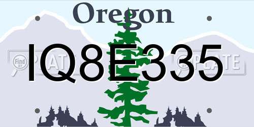 IQ8E335 Oregon License Plate
