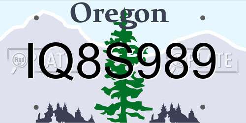 IQ8S989 Oregon License Plate