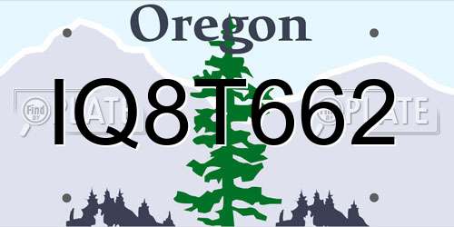 IQ8T662 Oregon License Plate