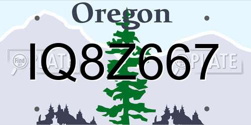 IQ8Z667 Oregon License Plate