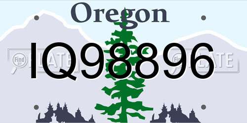 IQ98896 Oregon License Plate