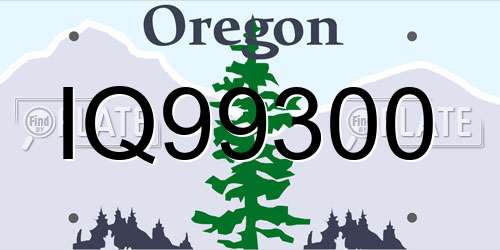 IQ99300 Oregon License Plate