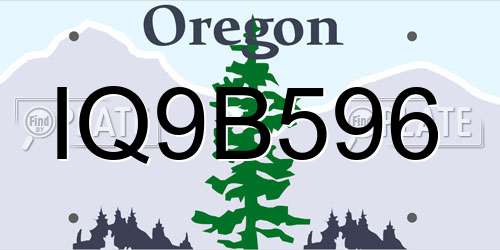 IQ9B596 Oregon License Plate