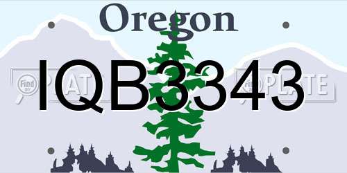 IQB3343 Oregon License Plate