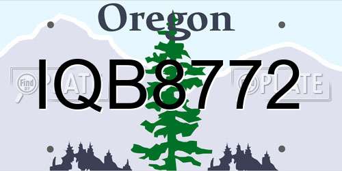 IQB8772 Oregon License Plate