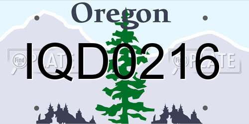 IQD0216 Oregon License Plate