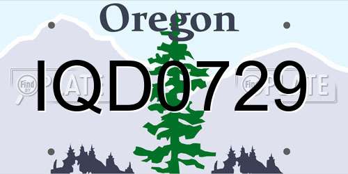 IQD0729 Oregon License Plate