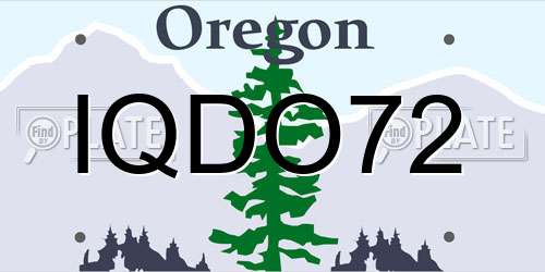 IQDO72 Oregon License Plate