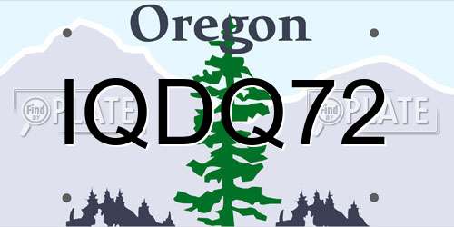 IQDQ72 Oregon License Plate