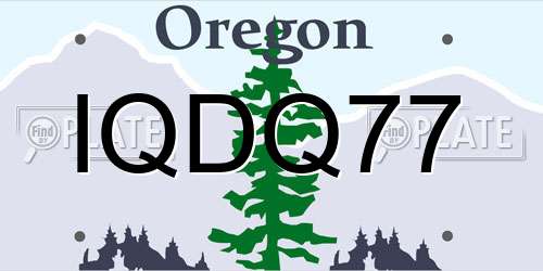 IQDQ77 Oregon License Plate