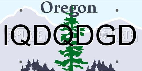 IQDQDGD Oregon License Plate