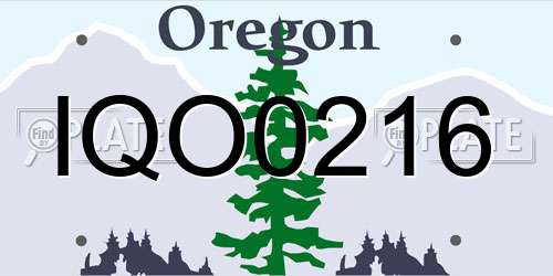IQO0216 Oregon License Plate