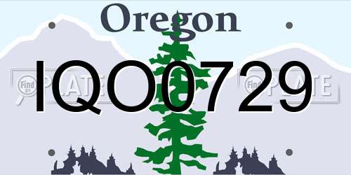 IQO0729 Oregon License Plate
