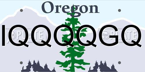 IQQQQGQ Oregon License Plate