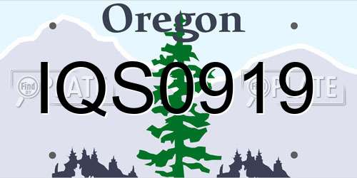 IQS0919 Oregon License Plate