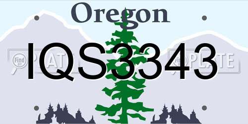 IQS3343 Oregon License Plate