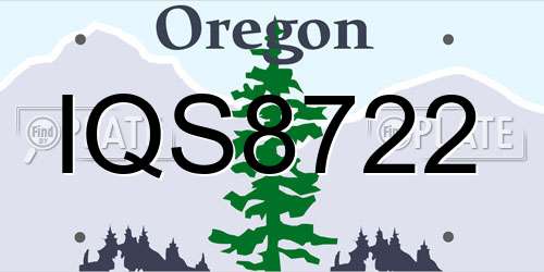 IQS8722 Oregon License Plate