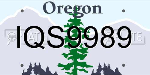 IQS9989 Oregon License Plate