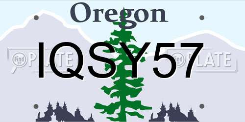 IQSY57 Oregon License Plate