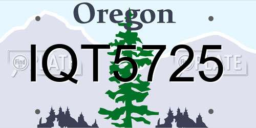 IQT5725 Oregon License Plate