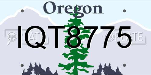 IQT8775 Oregon License Plate