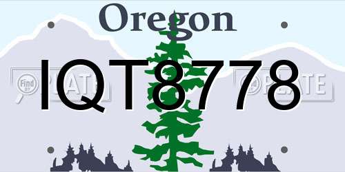 IQT8778 Oregon License Plate