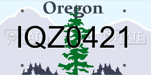 IQZ0421 Oregon License Plate