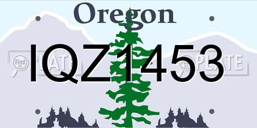 IQZ1453 Oregon License Plate